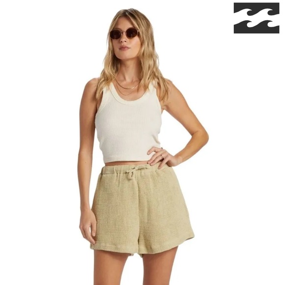 Billabong Pants - Billabong | Elastic Waist Waffle Knit Shorts | Matcha | Medium | NWT